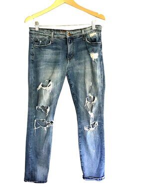 JOE'S -WOMENS 99% COTTON LIGHT WASH DISTRESS EASY CROP TAPPEREDLEG JEANS SIZE 26